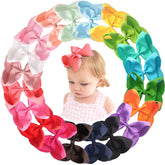 DED 20pcs large 6in hair bows in vibrant colors with secure alligator clips.