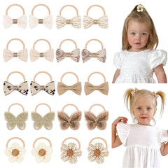 DED Baby Hair Ties Bows pack closeup with gentle fabric for daily wear