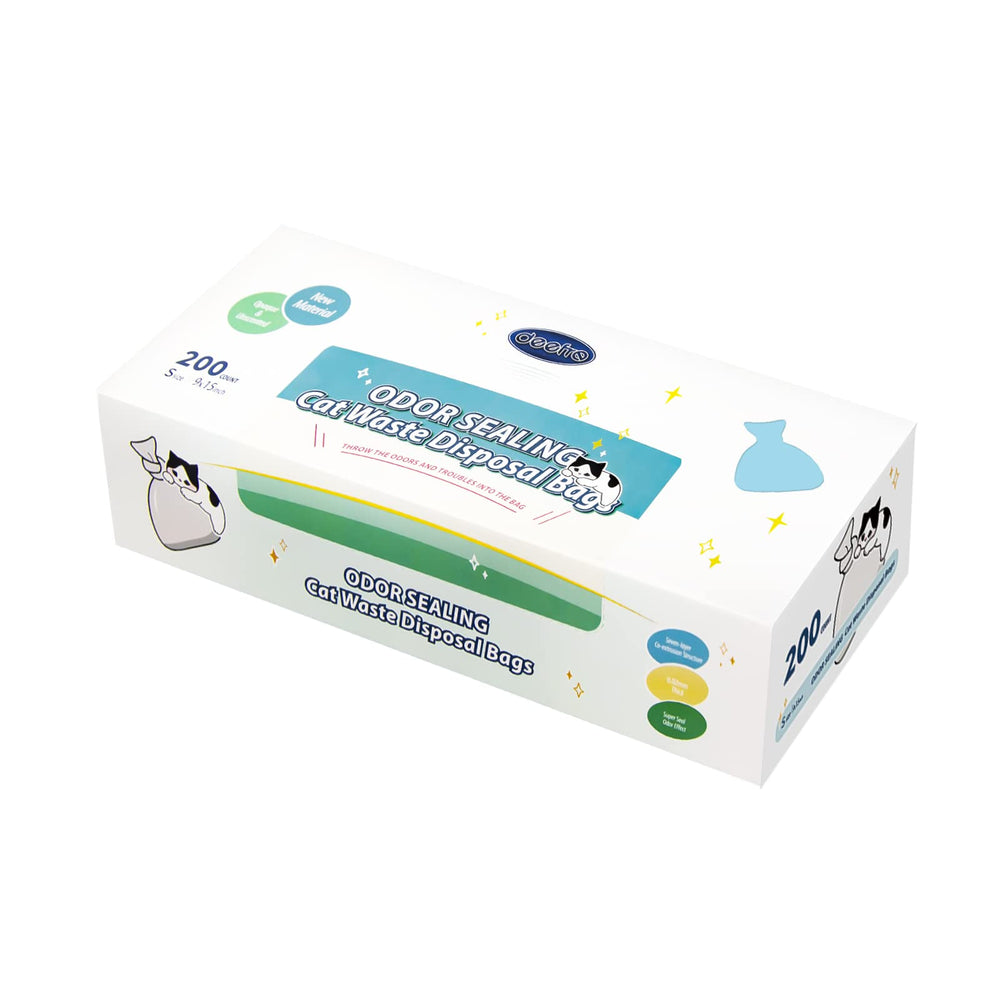 Deefre odor-sealing waste bags in a box-front design for odor control
