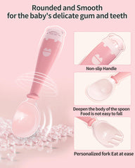 Deejoy toddler-utensils-spoon-tip-soft: soft-tip spoon supports gentle self-feeding