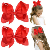DEEKA 6in handmade red bow with alligator clip for quick daily hairstyle updates