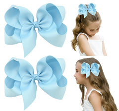 DEEKA light-blue 6-inch handmade bow front view for a polished daily look