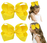 DEEKA 6in handmade grosgrain bow yellow front view for bold school-ready style