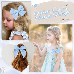 DEEKA blue small bows with alligator clips provide secure hold through play