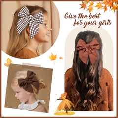 DEEKA brown gingham pattern hair bow clip highlights secure alligator clip and wearability