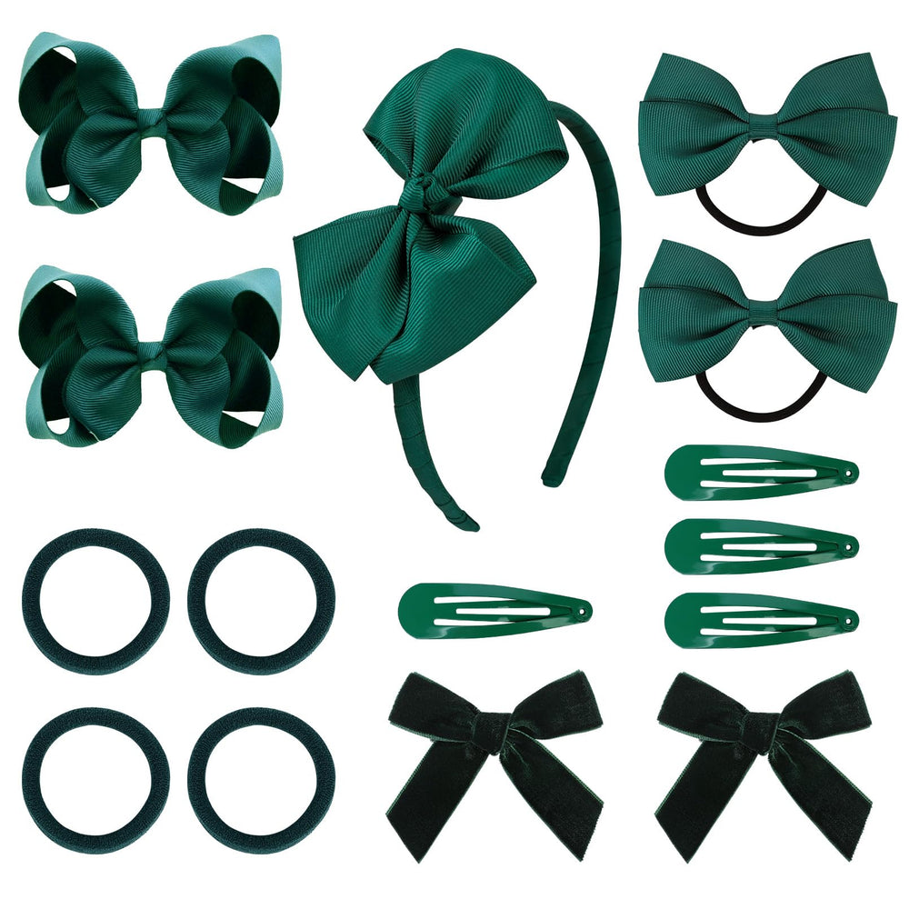 DEEKA dark green uniform set bow close-up shows durable grosgrain ribbon for daily wear.