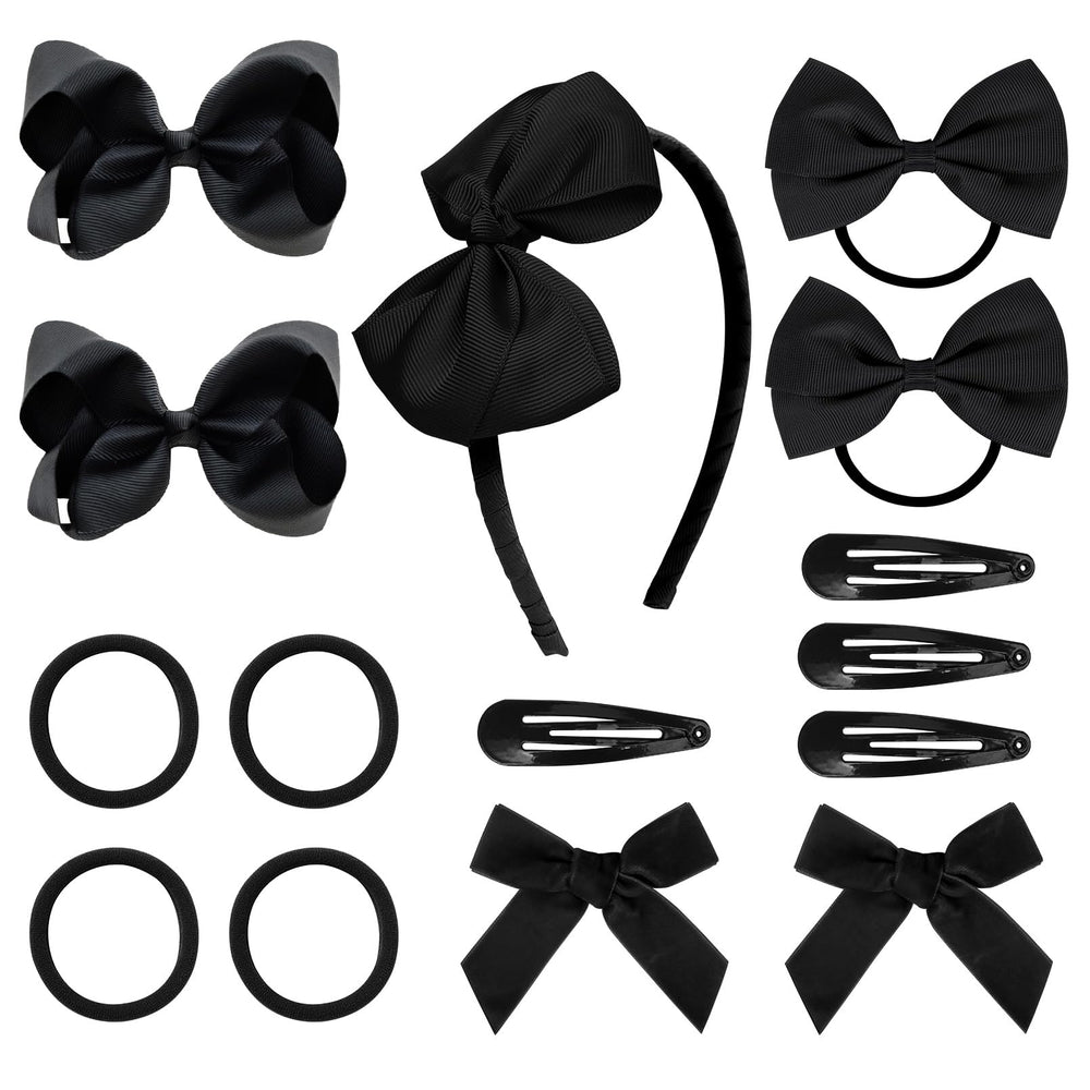 DEEKA hair accessories set alligator-clip bows secure ponytails with durable, kid-friendly clips.
