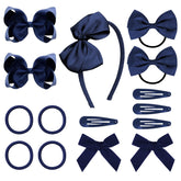 DEEKA navy blue hair bows with alligator clips for quick ponytails