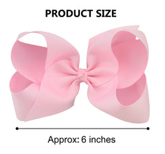 DEEKA two-pack light pink bows with alligator clip for quick, secure styling.