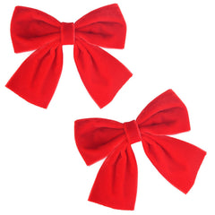 DEEKA velvet bows red 4-inch closeup show soft texture for elegant everyday wear.