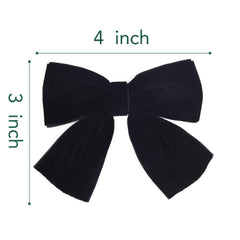 DEEKA velvet hair bow 4-inch black set styled for coordinating outfits