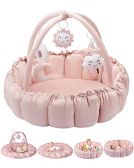 Deekuiwi 5-in-1 convertible baby gym pink for growing comfort and playtime