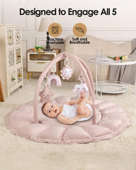 Deekuiwi soft padded baby lounger pink provides cozy tummy time and gentle support