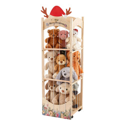 deepredcoast stuffed animal storage with reindeer hat showcases festive nursery charm and organization