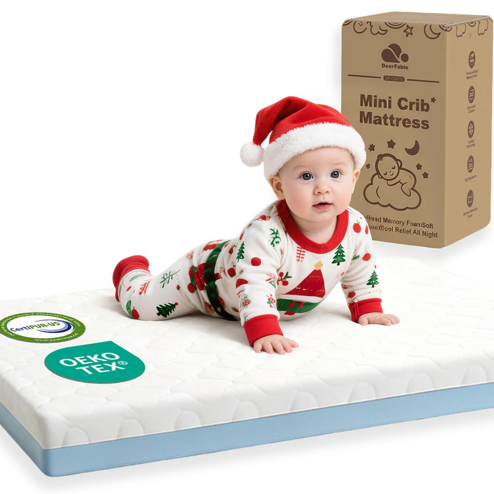 DeerFable dual-sided pack and play mattress, 38x26x3, supports versatile travel naps
