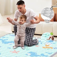 Deeteck baby play mat machine-washable for quick cleanup after spills.