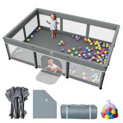 Deeteck foldable baby playpen setup shows ready-to-use portability for quick outdoor or indoor use.
