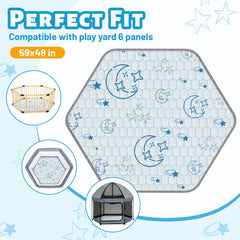 Deeteck hexagon play mat soft-cotton surface supports gentle skin contact during play.