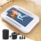 Deeteck inflatable toddler travel bed 60-inch fully inflated for comfortable sleep on the go.