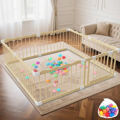 Deeteck wooden baby playpen wave panels showcase stylish safety for safe baby play.