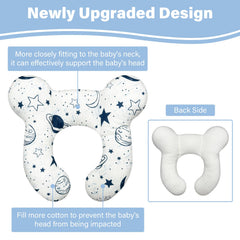 DEEZOMO Baby Neck Pillow car-seat-use illustrates ergonomic support during car journeys.