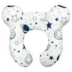 DEEZOMO Baby Neck Pillow Starry Sky closeup shows plush cotton for gentle neck support during travel.