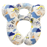 DEEZOMO Baby Travel Pillow with blue dinosaur design supports cozy naps on car rides.