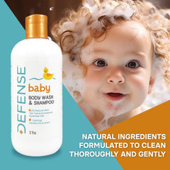 Defense Soap Baby Shampoo foamy lather for soft, moisturized skin.