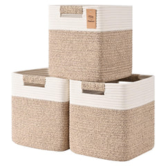 Degeyoyo 11-inch cube storage bins on a shelf for tidy organization.