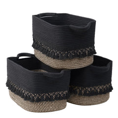 Degeyoyo 3-pack storage basket with heavy tassel for organized clutter control