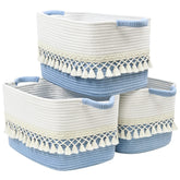 Degeyoyo 3pack storage baskets with tassels enhance shelf organization and decor.