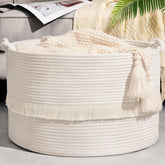Degeyoyo 67L blanket basket front view highlights ample storage for blankets and throws.