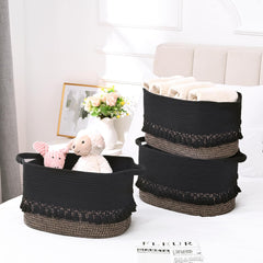 Degeyoyo boho cotton rope basket in nursery colors tidying toys and clothes
