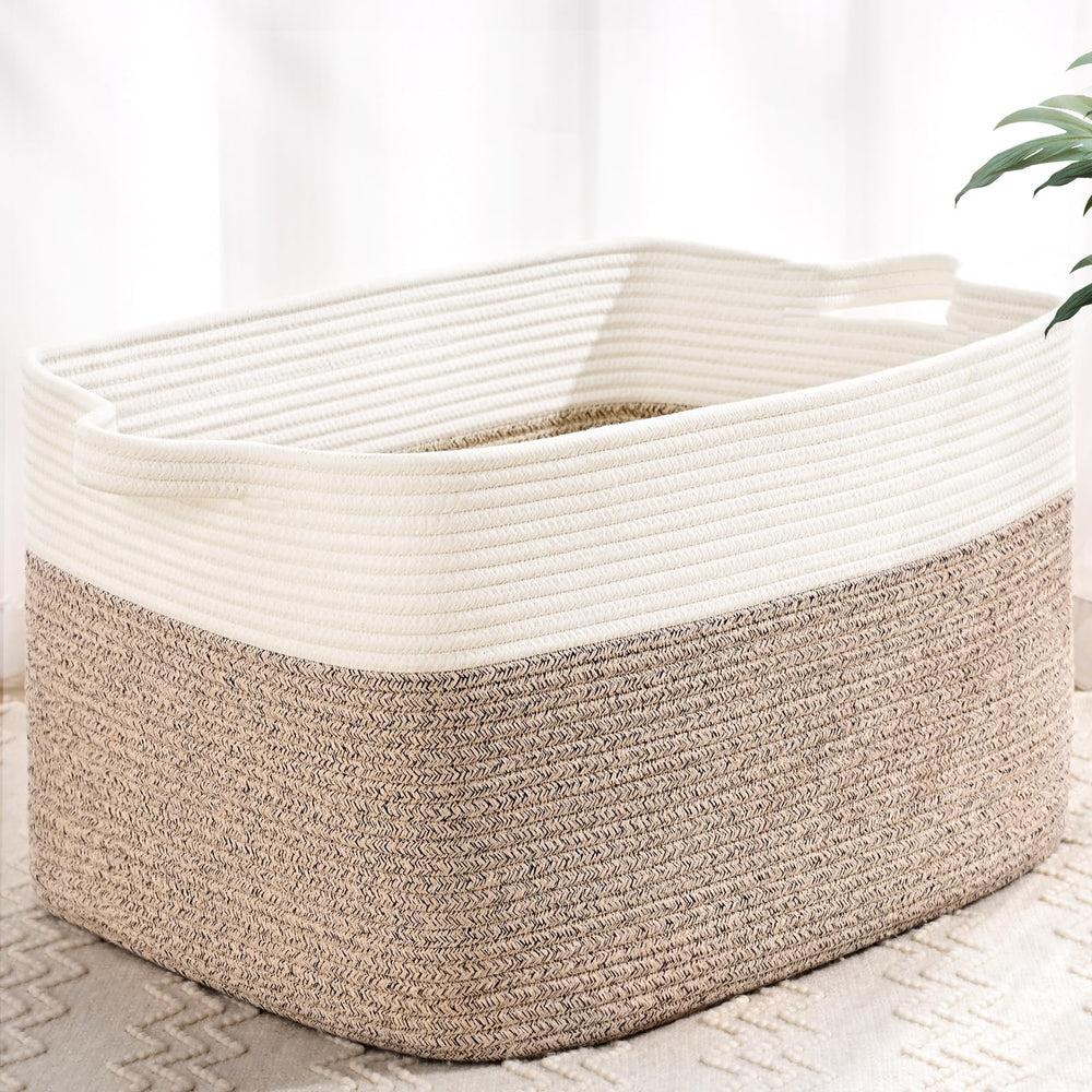 Degeyoyo large blanket basket folded for compact storage and easy reshaping.