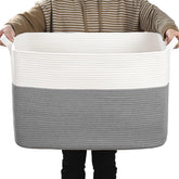 Degeyoyo large blanket basket front view shows spacious 100L capacity for blankets.