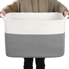 Degeyoyo large blanket basket front view shows spacious 100L capacity for blankets.
