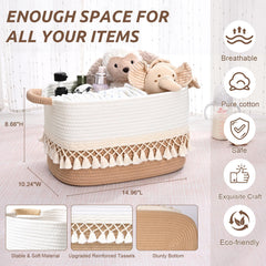 Degeyoyo large woven basket holds towels and blankets to declutter bathrooms or linen closets