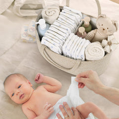 Degeyoyo nursery storage bin with removable dividers for three flexible compartments.