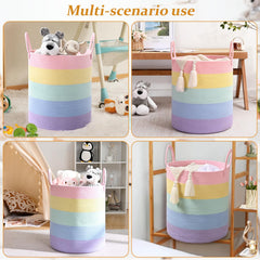 Degeyoyo rainbow storage basket full of toys, showcasing versatile toy organization.