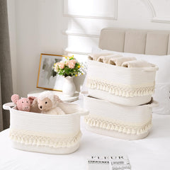Degeyoyo two-pack cotton rope baskets for clutter control and style.