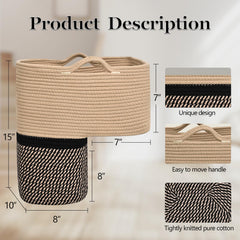 Degeyoyo woven stair basket handle detail with reinforced stitching for durability.
