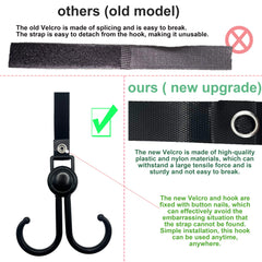 DEIHAALEN headrest hook attached to car seat provides reachable storage.