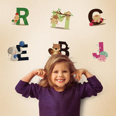 DEKOSH Animal Alphabet Wall Decals feature animal designs to enliven a nursery space.