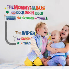 DEKOSH Wheels on the Bus wall decal adds cheerful color to boys and girls bedrooms