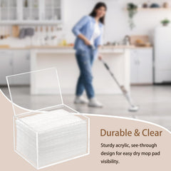 Delipply Mop Pad Holder Container inside view shows tidy storage and quick pad retrieval.