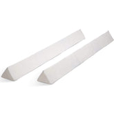 Delta Children extra long bedrail bumper unrolled along a bed edge for secure sleep boundary.