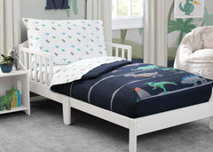 Delta Children fitted bottom sheet fits standard toddler crib mattresses for secure sleep.