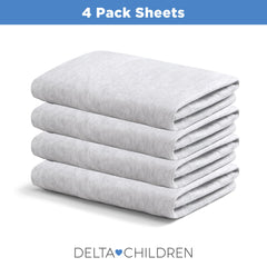 Delta Children mini crib sheet with elastic edges ensures a snug mini mattress fit