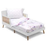 Delta Children Purple Bouquet 4-Piece Bedding Set — reversible comforter for versatile styling and quick changes.