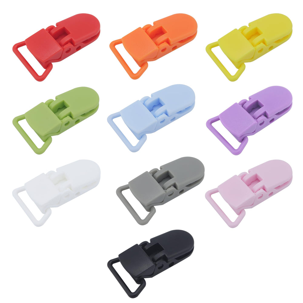 Demearly 50-pack pacifier clip ends in colorful assortment for easy color coding.